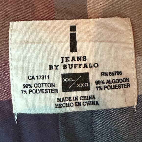 i Jeans by Buffalo Shirt Mens XXL Button Up Plaid NWT Short Sleeve Cotton - Picture 7 of 14